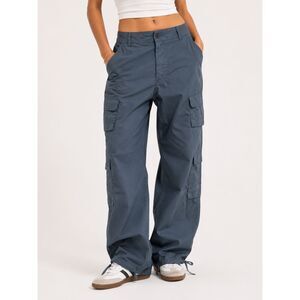Honey Peach Cargo Pants Womens Large Gray Wide Leg Utility Y2K Gorpcore Pockets